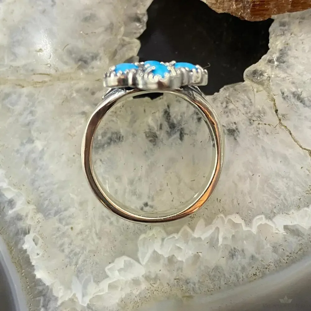 Carolyn Pollack Sterling Silver Sleeping Beauty Turquoise Decorated Cluster Ring
